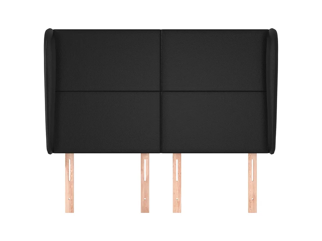 Tête de lit avec oreilles Noir 147x23x118/128 cm Similicuir POI23060 BonneVie Meuble