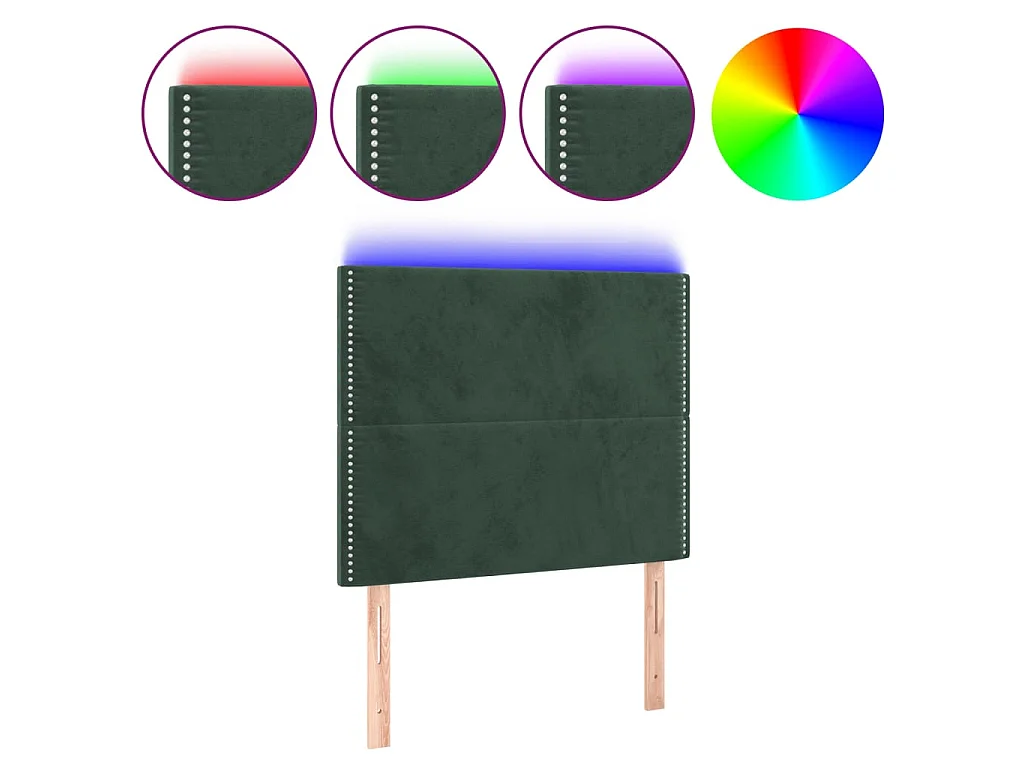 Cabecero con luces LED terciopelo verde oscuro 100x5x118/128 cm ES10339