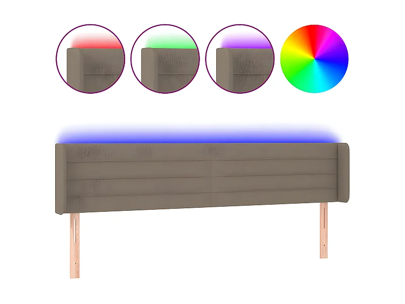 Tête de lit à LED Taupe 163x16x78/88 cm Tissu POI75299 BonneVie Meuble