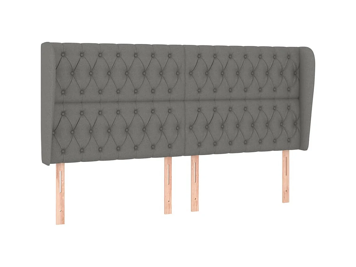 Testiera | Testata del letto ad Orecchio GrigioScuro 203x23x118/128cm in Tessuto