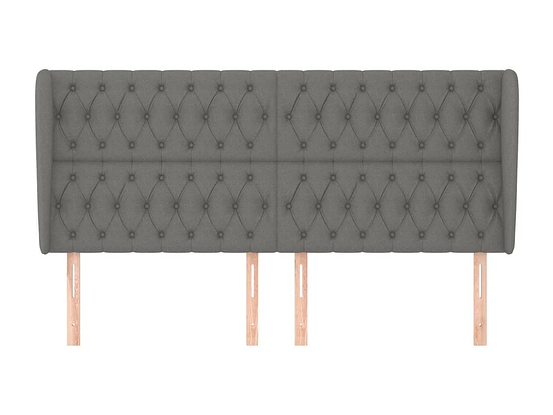 Tête de lit avec oreilles Gris foncé 203x23x118/128 cm Tissu POI64491 BonneVie Meuble