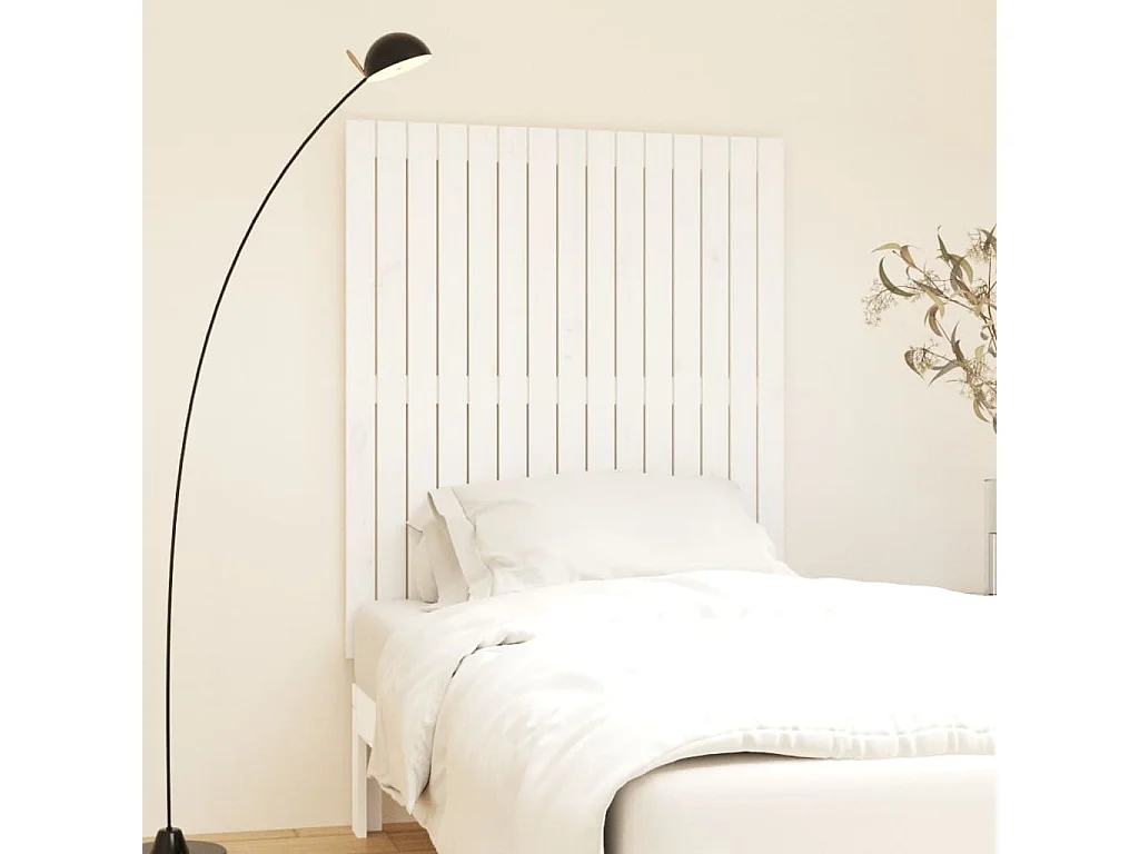 Cabeceira de parede 95,5x3x110 cm pinho maciço branco PT241206