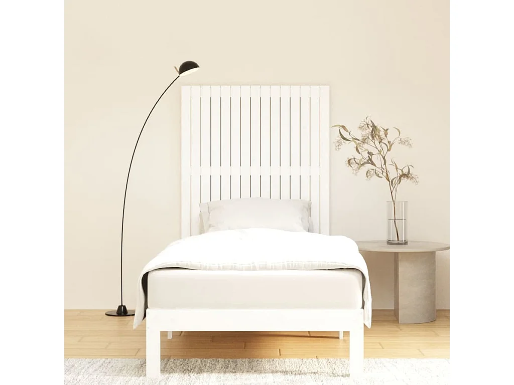 Cabeceira de parede 95,5x3x110 cm pinho maciço branco PT241206