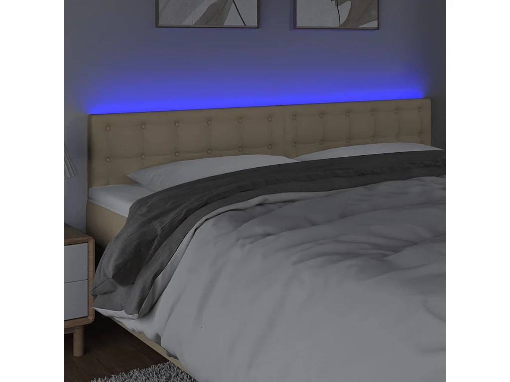 Tête de lit à LED Crème 200x5x78,88 cm Tissu LKC24199 BonneVie Meuble