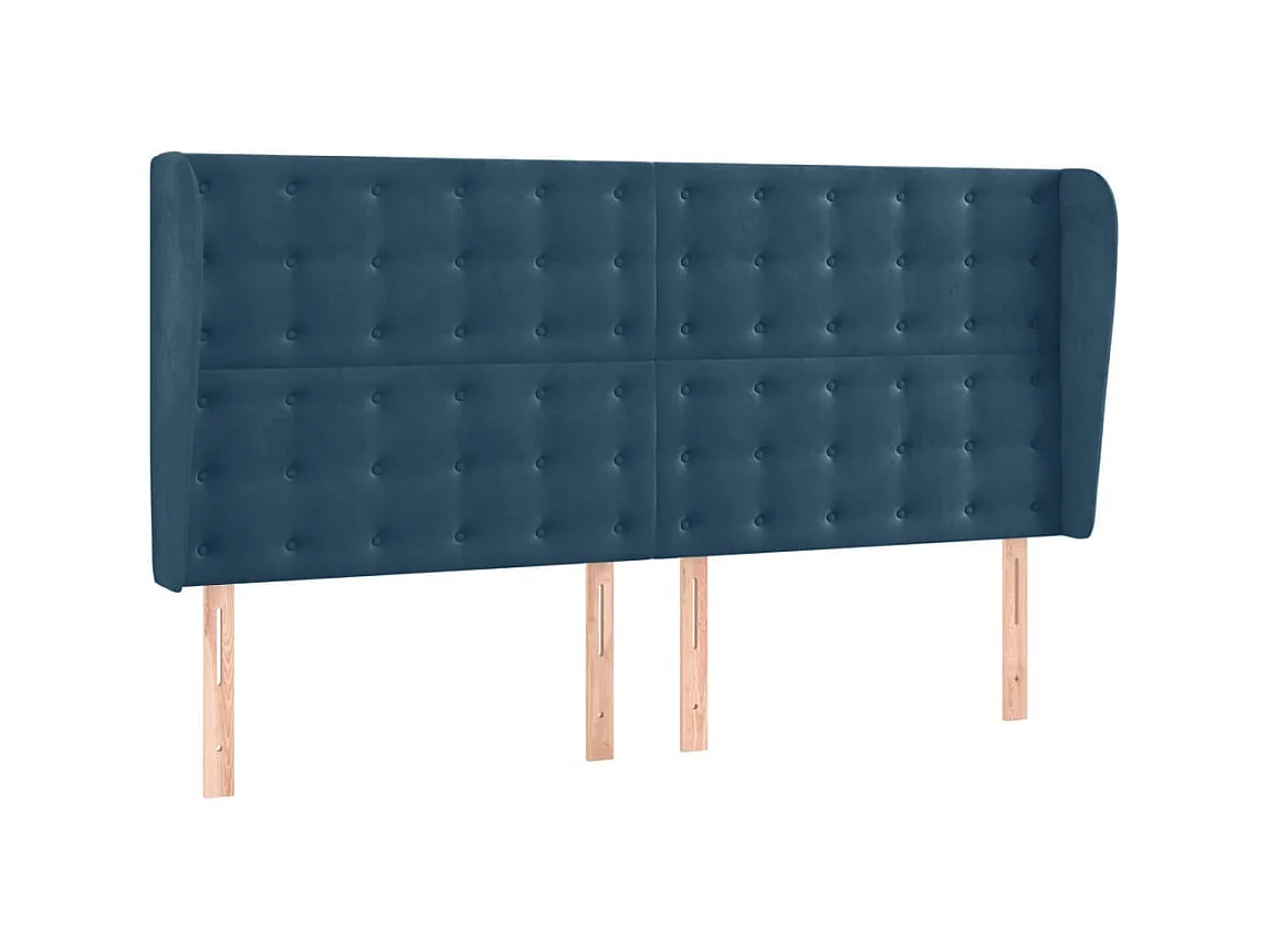 Tête de lit avec oreilles Bleu foncé 163x23x118/128 cm Velours POI54934 BonneVie Meuble
