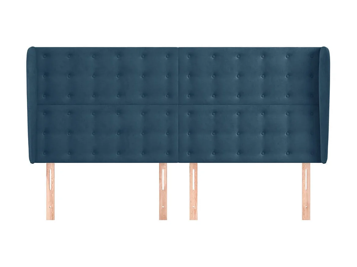 Tête de lit avec oreilles Bleu foncé 163x23x118/128 cm Velours POI54934 BonneVie Meuble