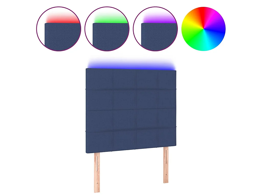 Tête de lit à LED Bleu 90x5x118/128 cm Tissu PLO44376 BonneVie Meuble