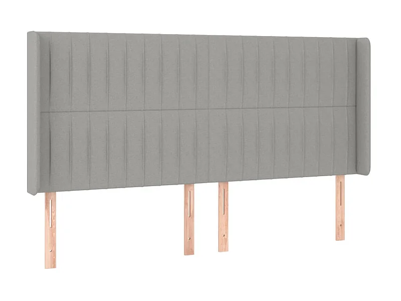 Testiera | Testata del letto ad Orecchio Grigio Chiaro 183x16x118/128 cm in Tessuto