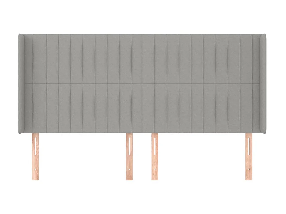 Cabecero con orejas de tela gris claro 183x16x118/128 cm ES48789