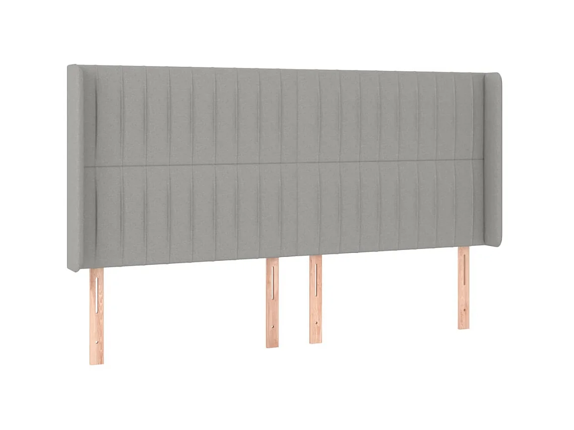 Testiera | Testata del letto ad Orecchio Grigio Chiaro 183x16x118/128 cm in Tessuto