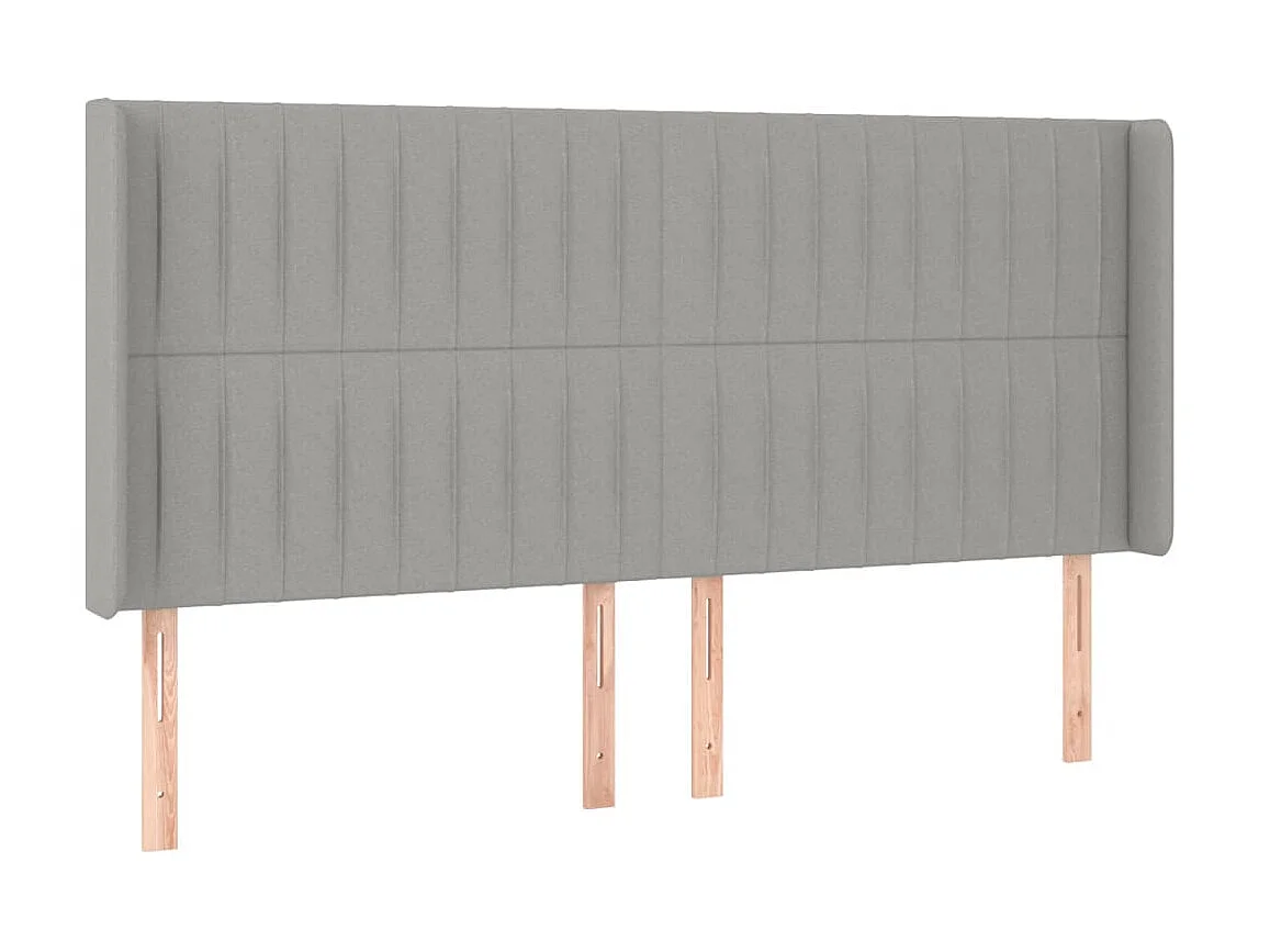 Tête de lit avec oreilles Gris clair 183x16x118/128 cm Tissu POI44276 BonneVie Meuble