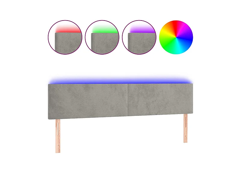 Tête de lit à LED Gris clair 160x5x78/88 cm Velours POI58568 BonneVie Meuble