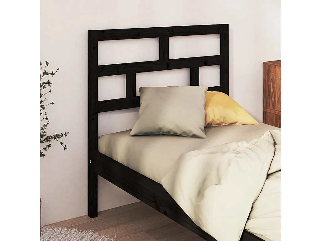 Cabeceira de cama 81x4x100 cm pinho maciço preto PT206419
