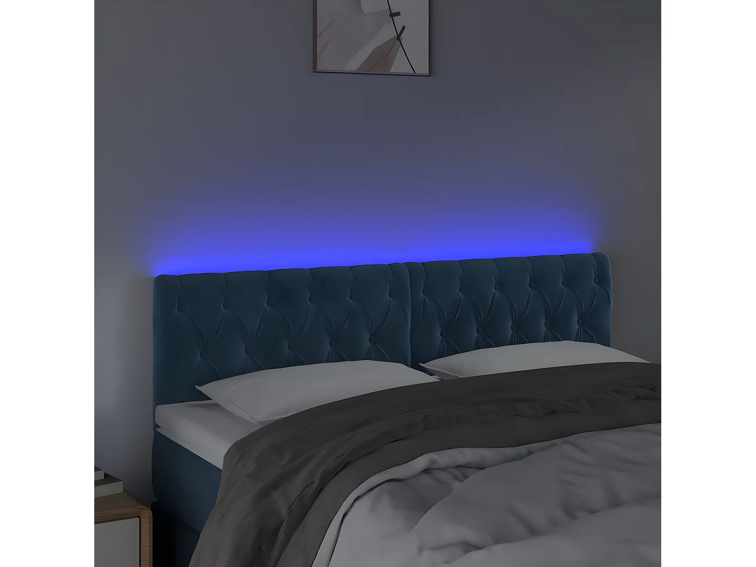 Testiera a LED Blu Scuro 144x7x78/88 cm in Velluto CFW205040