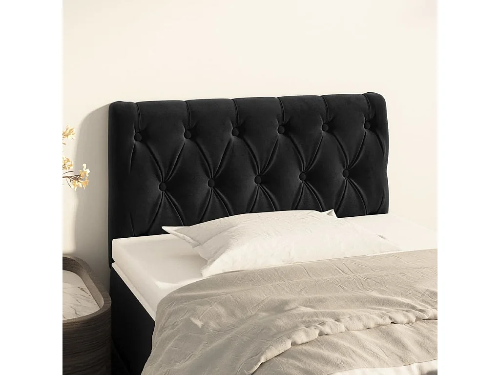 Tête de lit Noir 80x7x78/88 cm Velours POI37439 BonneVie Meuble