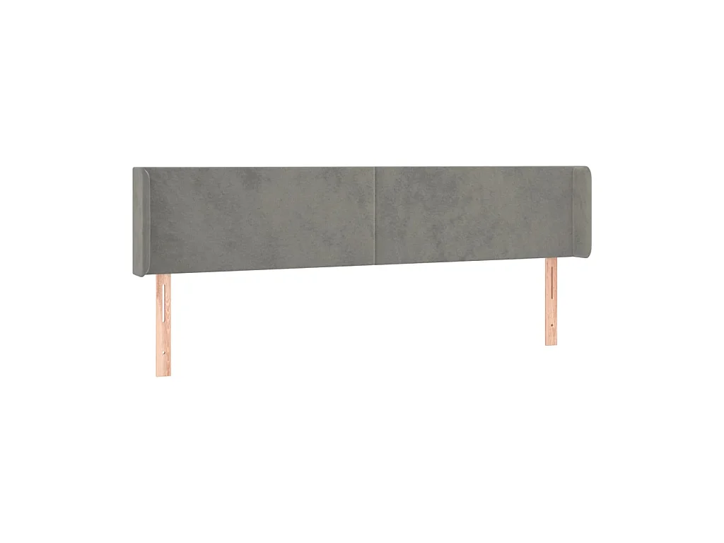 Tête de lit avec oreilles Gris clair 163x16x78/88 cm Velours POI78265 BonneVie Meuble