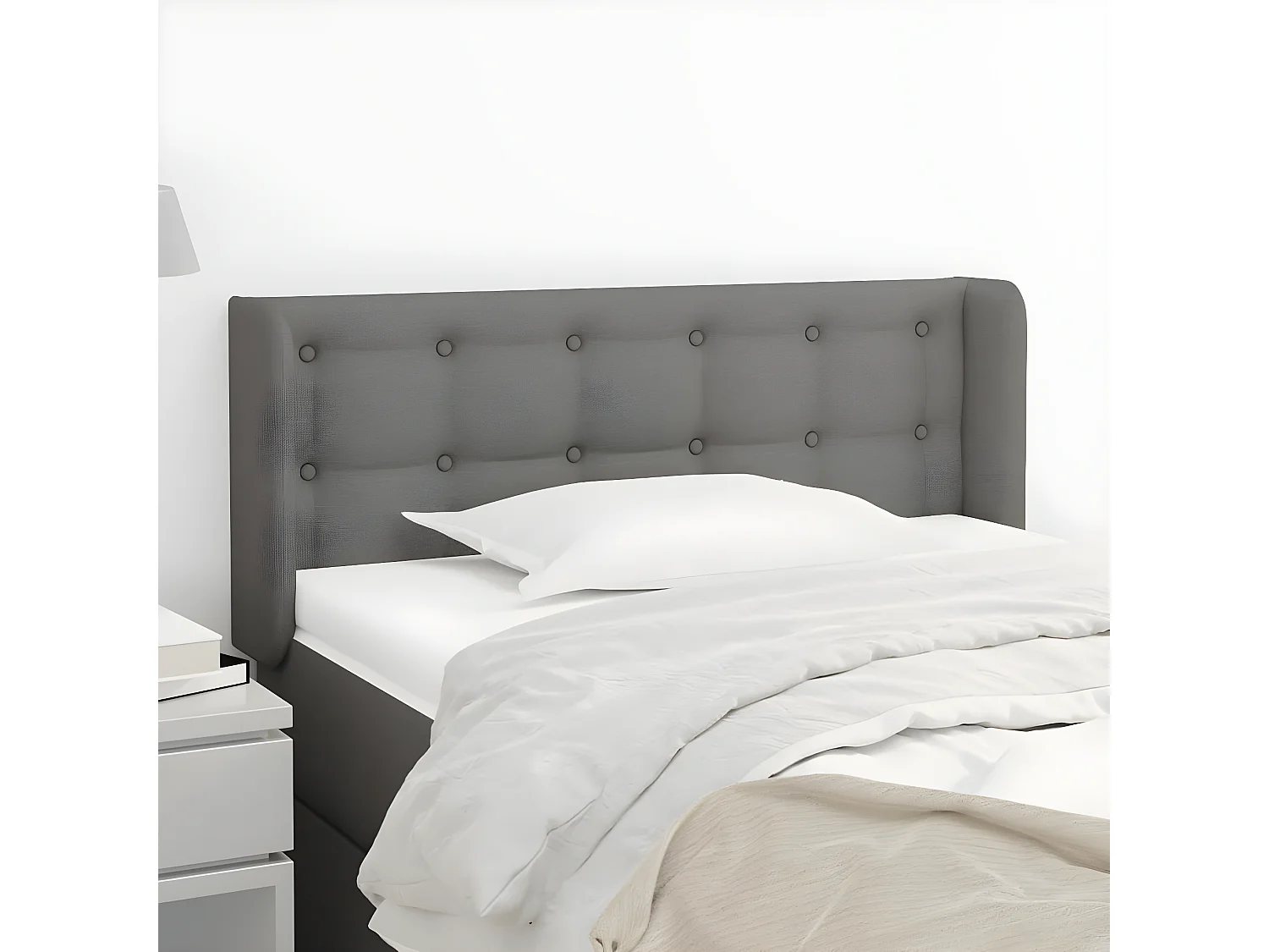 Tête de lit avec oreilles Gris foncé 83x16x78/88 cm Tissu POI89352 BonneVie Meuble