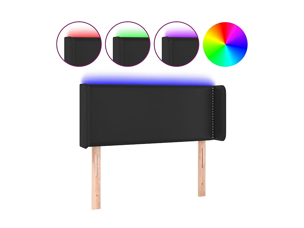 Tête de lit à LED Noir 83x16x78/88 cm Similicuir POI70990 BonneVie Meuble