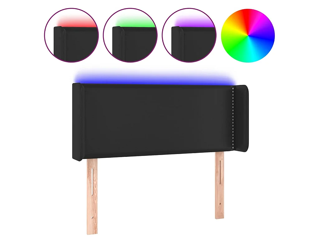 Hoofdbord LED 83x16x78/88 cm kunstleer zwart NL871019