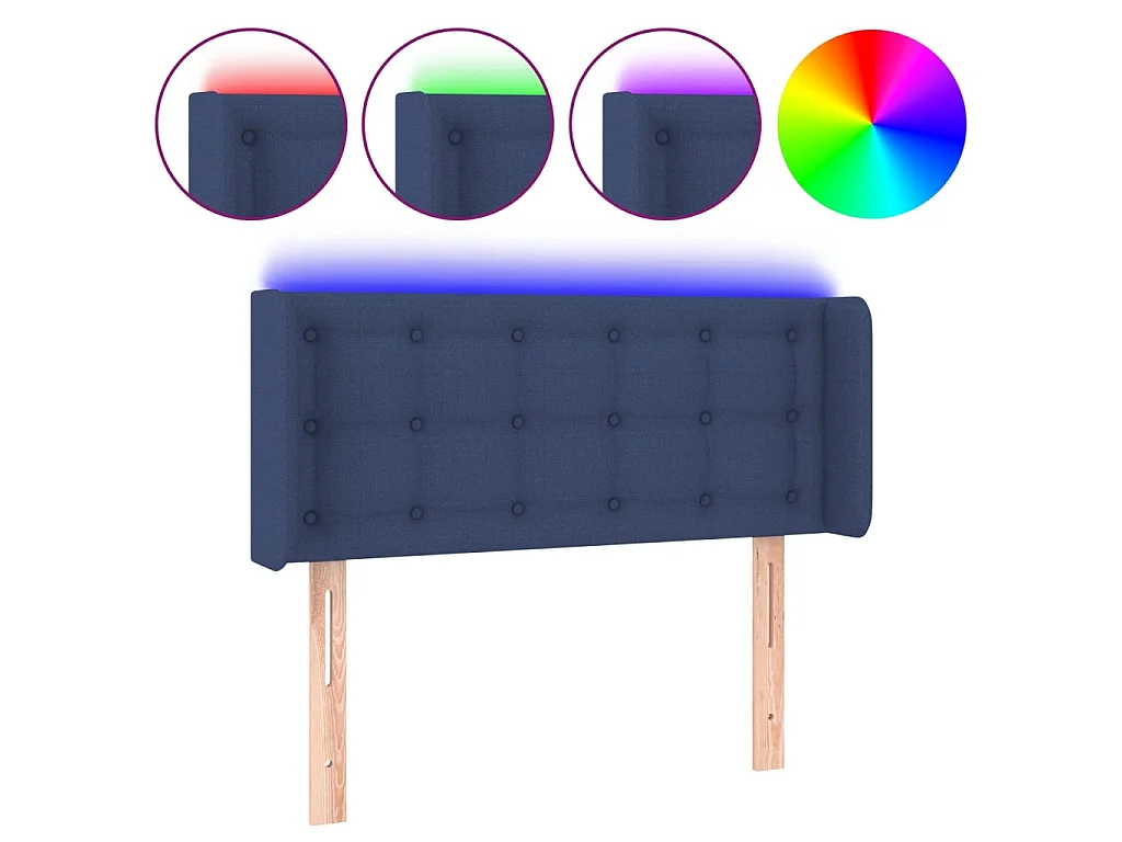 Tête de lit à LED Bleu 93x16x78/88 cm Tissu POI67492 BonneVie Meuble