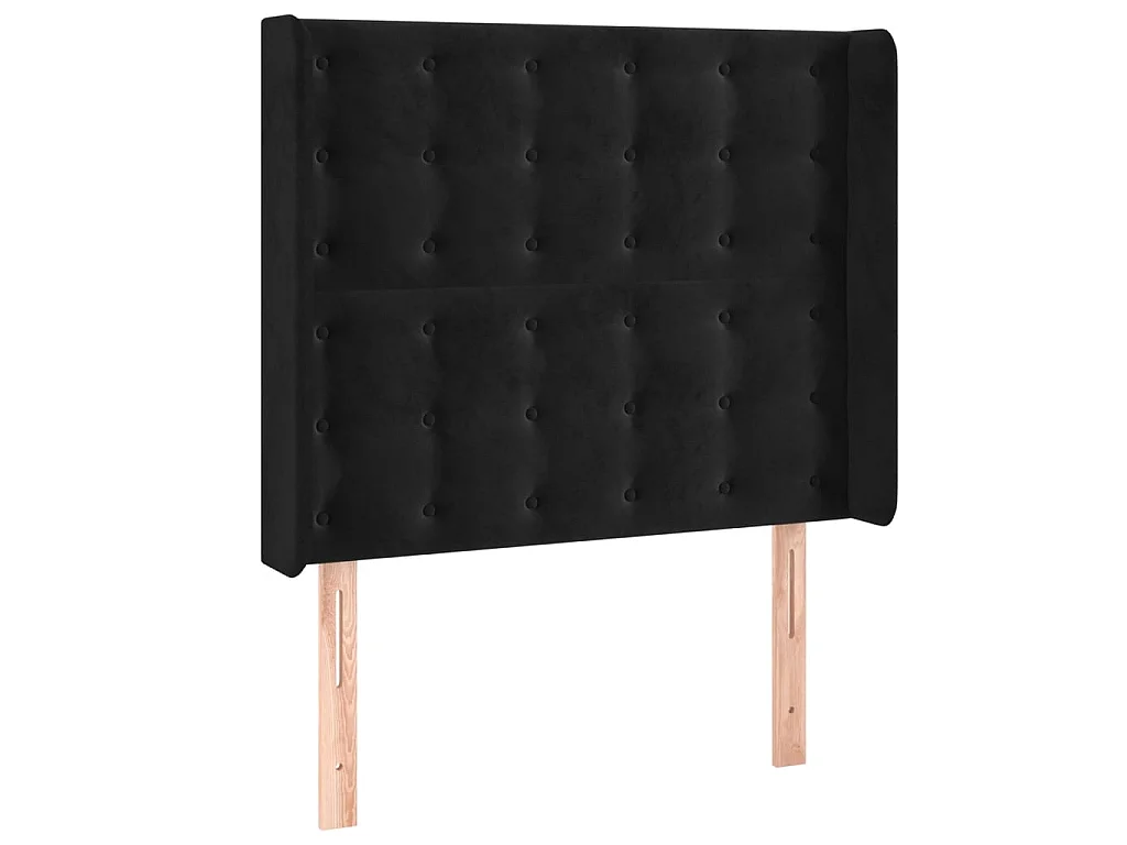 Testiera a LED Nera 83x16x118/128 cm in Velluto CFW978902