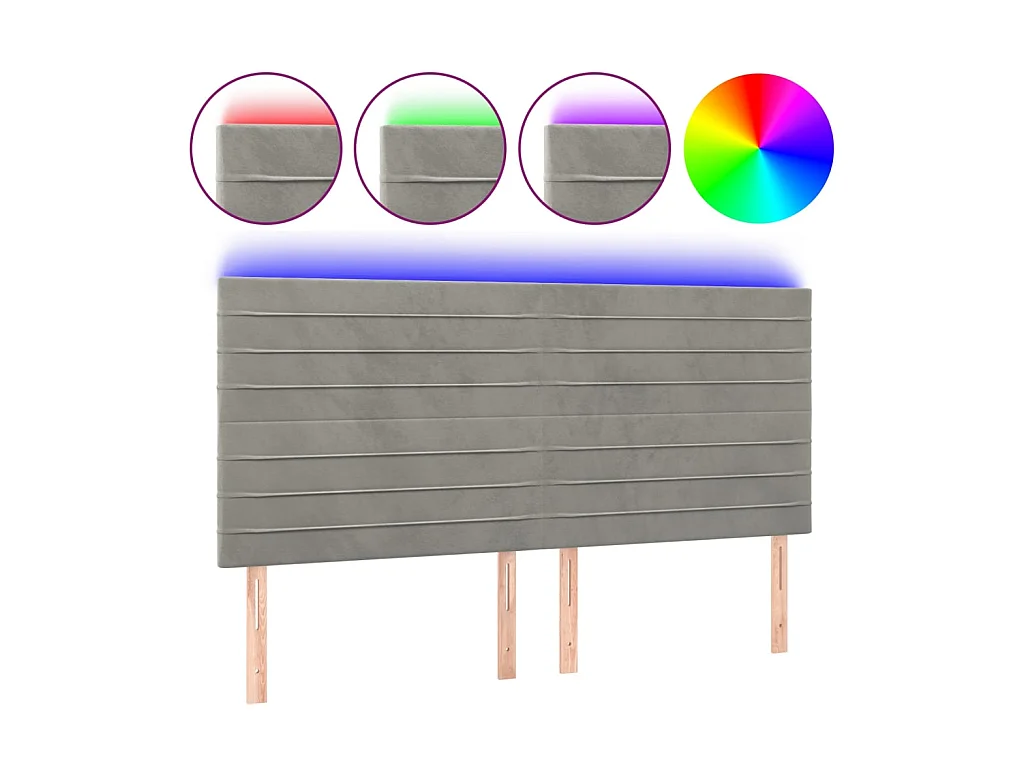 LED Kopfteil,Bettkopfteil Hellgrau 180x5x118/128 cm Samt -gkd63073