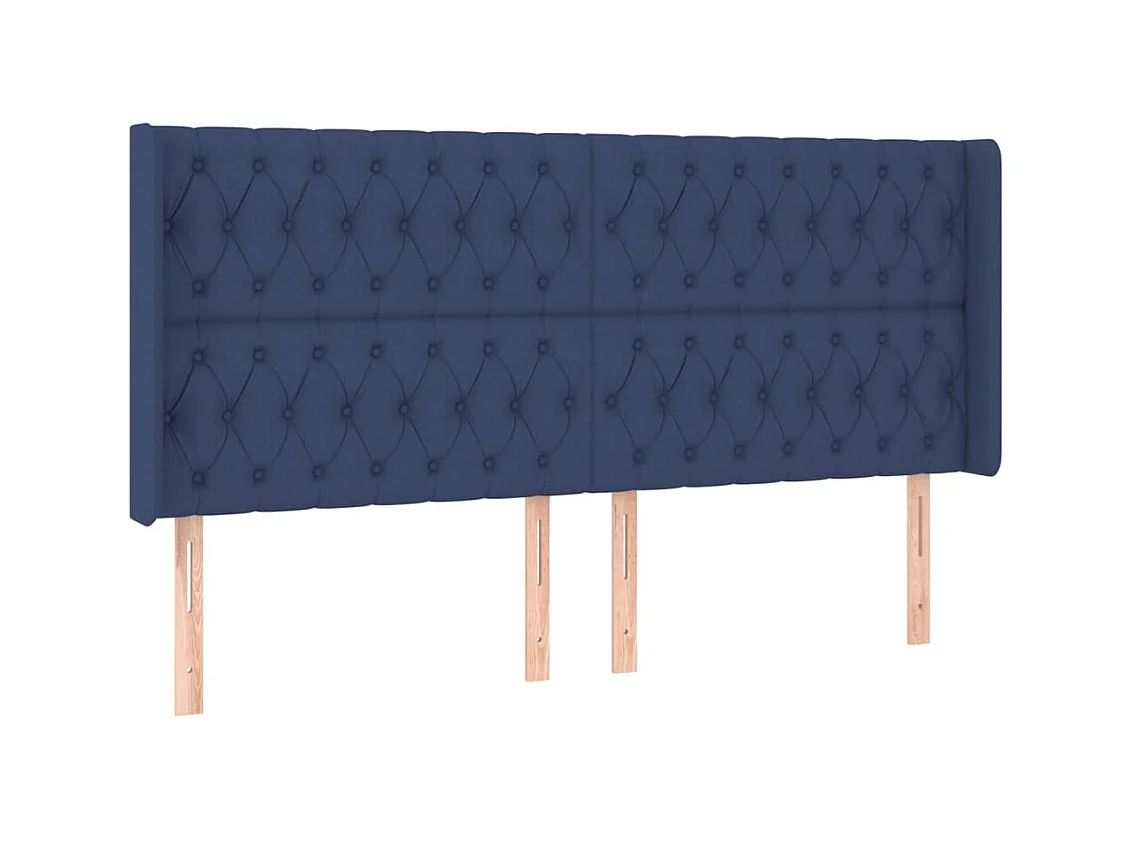 Tête de lit avec oreilles Bleu 203x16x118/128 cm Tissu POI78381 BonneVie Meuble