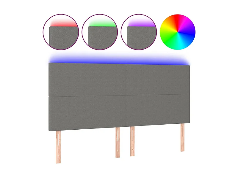 Cabecero con luces LED tela gris oscuro 180x5x118/128 cm ES72127