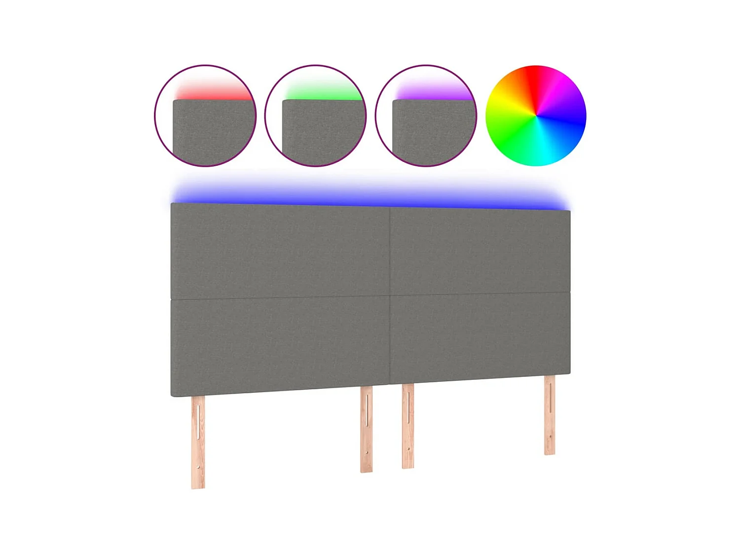 Tête de lit à LED Gris foncé 180x5x118/128 cm Tissu POI52443 BonneVie Meuble