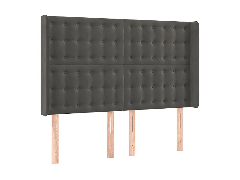 Cabeceira cama c/ abas veludo 147x16x118/128 cm cinzento-escuro PT867475