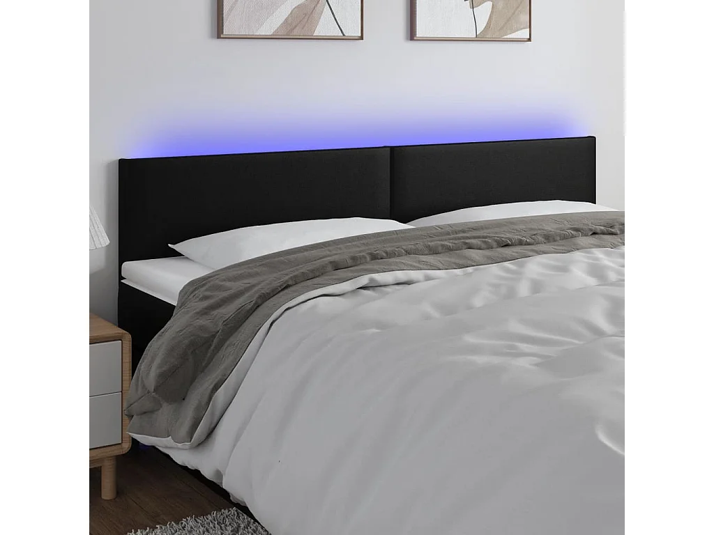 Cabeceira de cama c/ LED couro artificial 180x5x78/88 cm preto PT904764