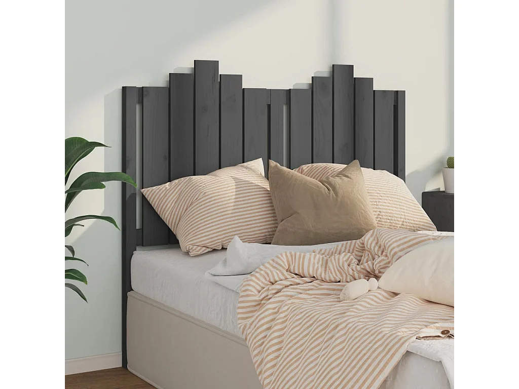 Tête de lit Gris 126x4x110 cm Bois massif de pin POI37438 BonneVie Meuble