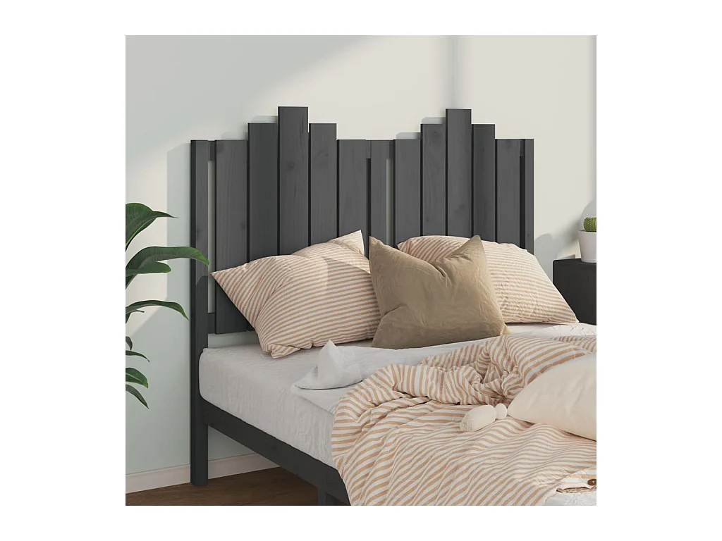 Tête de lit Gris 126x4x110 cm Bois massif de pin POI37438 BonneVie Meuble