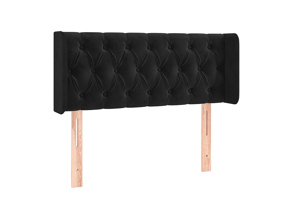 Tête de lit avec oreilles Noir 93x16x78/88 cm Velours POI24045 BonneVie Meuble