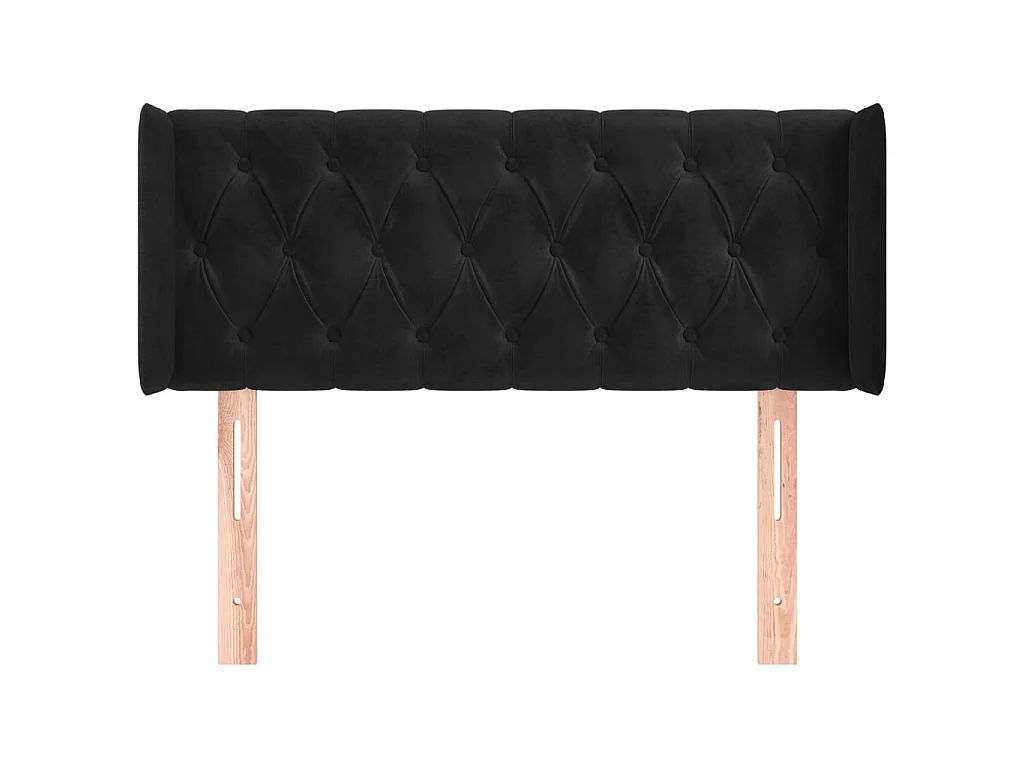 Tête de lit avec oreilles Noir 93x16x78/88 cm Velours POI24045 BonneVie Meuble