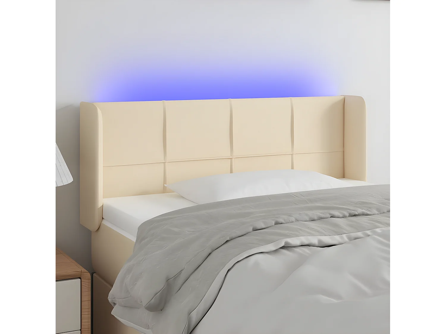 Cabecero con LED de tela crema 103x16x78/88 cm ES77249