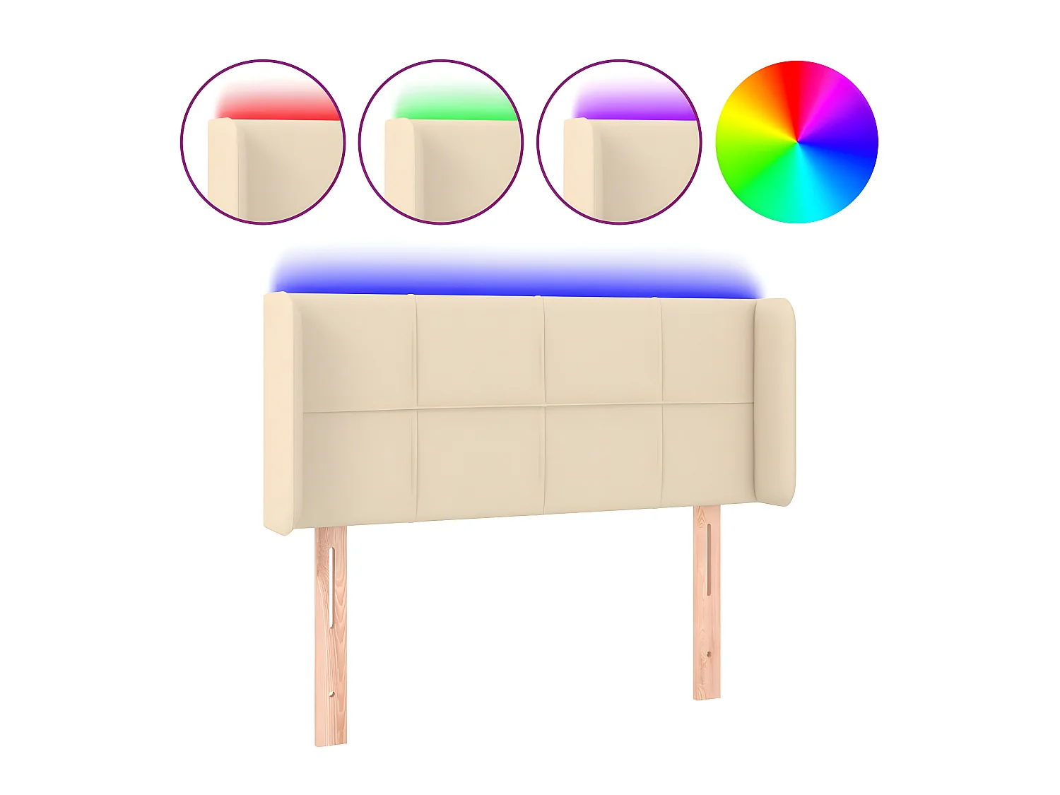 Tête de lit à LED Crème 103x16x78,88 cm Tissu LWE38951 BonneVie Meuble