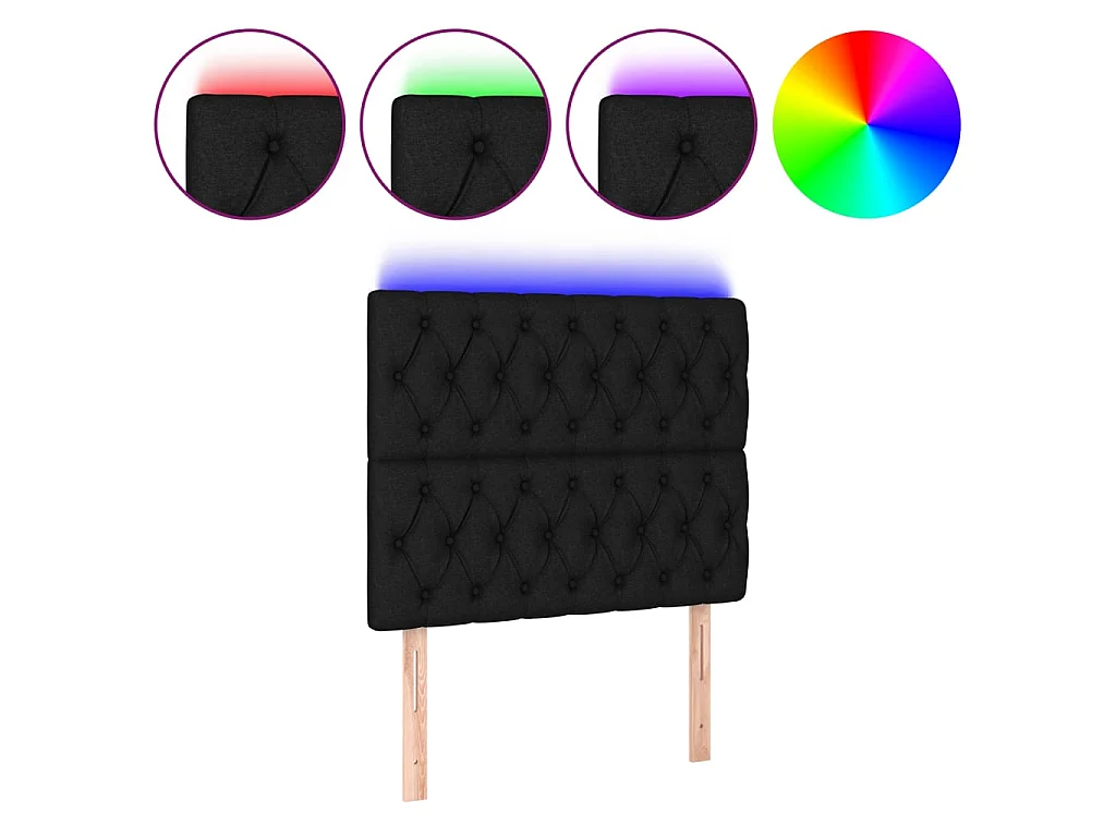 Tête de lit à LED Noir 100x7x118/128 cm Tissu POI68551 BonneVie Meuble