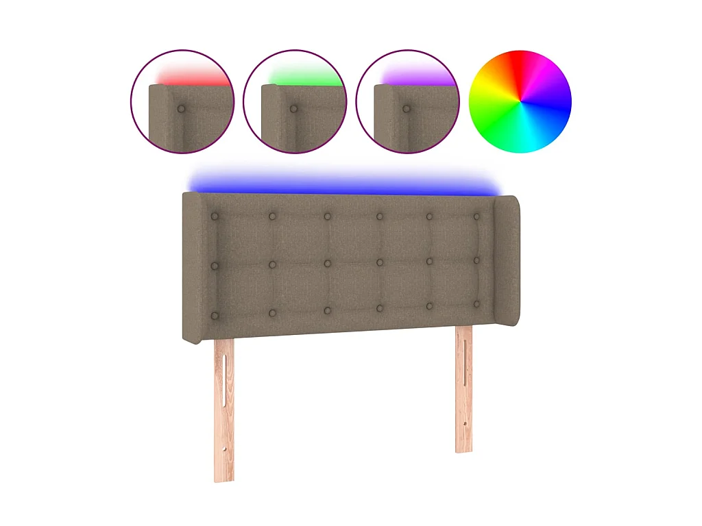 Tête de lit à LED Taupe 93x16x78/88 cm Tissu POI61714 BonneVie Meuble