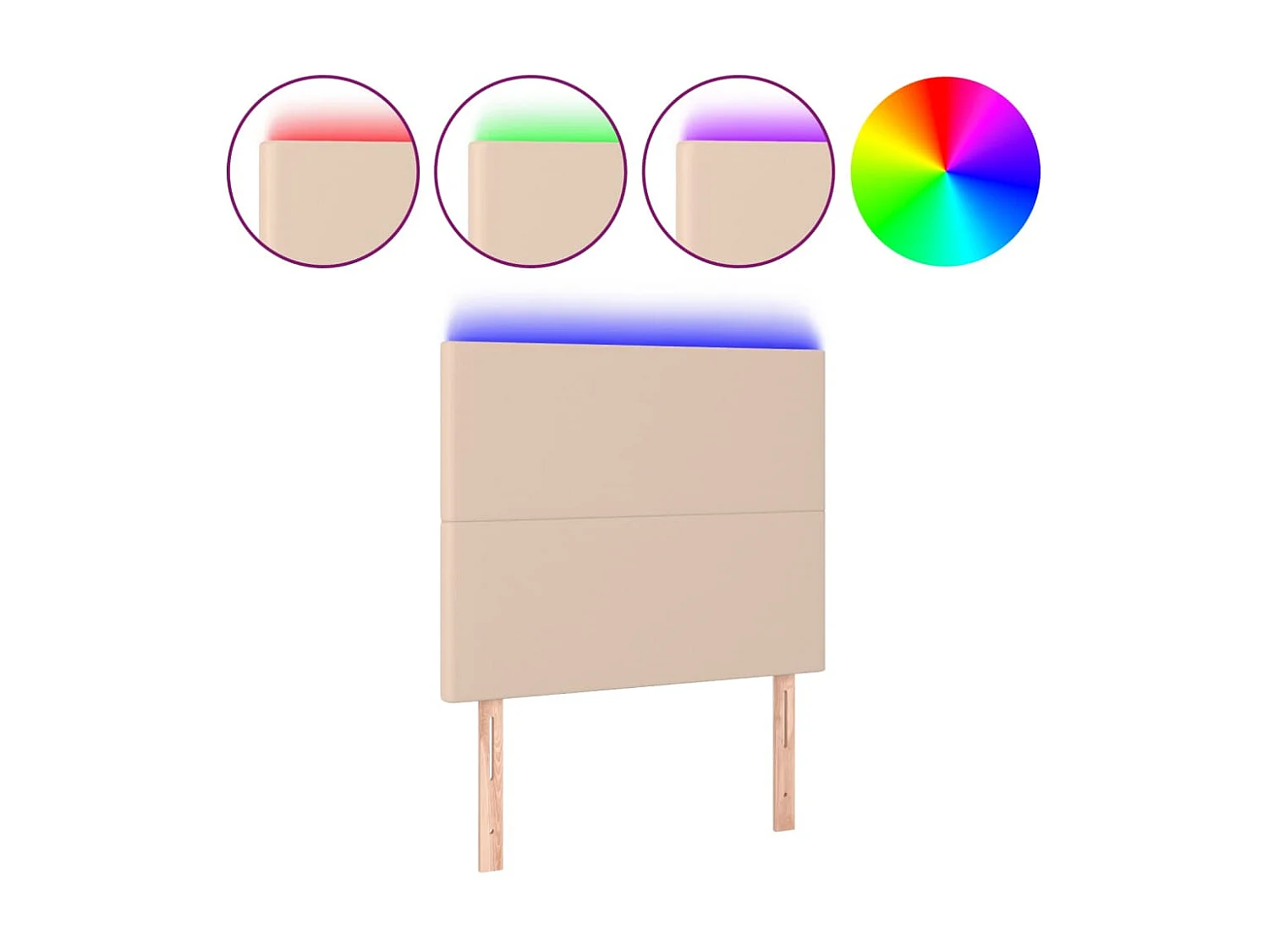 Hoofdbord LED 80x5x118/128 cm kunstleer cappuccinokleurig NL240421