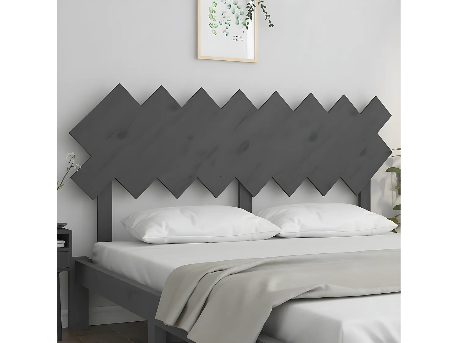 Cabeceira de cama 159,5x3x80,5 cm pinho maciço cinzento PT267072