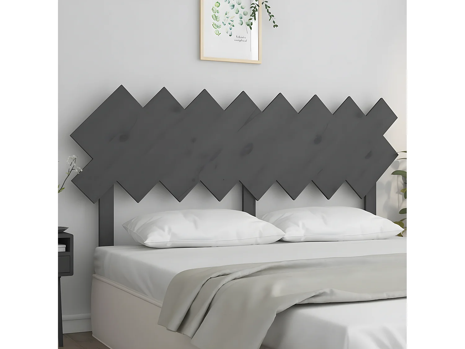 Tête de lit Gris 159,5x3x80,5 cm Bois massif de pin POI19334 BonneVie Meuble