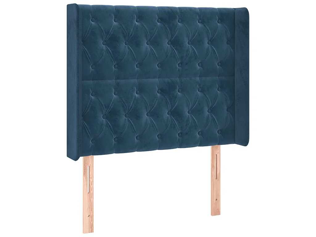Cabeceira cama c/ luzes LED veludo 103x16x118/128cm azul-escuro PT708708