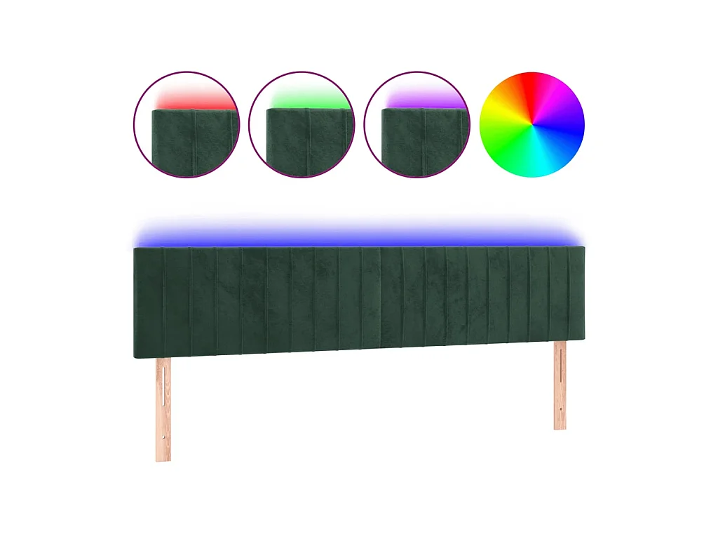 Tête de lit à LED Vert foncé 180x5x78/88 cm Velours POI94950 BonneVie Meuble