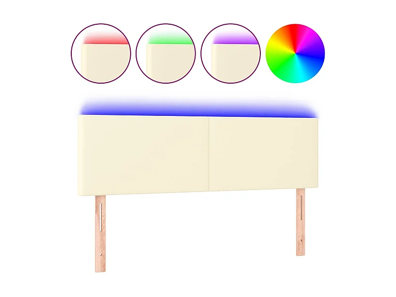 Testiera | Testata del letto Crema a LED 144x5x78/88 cm in Similpelle