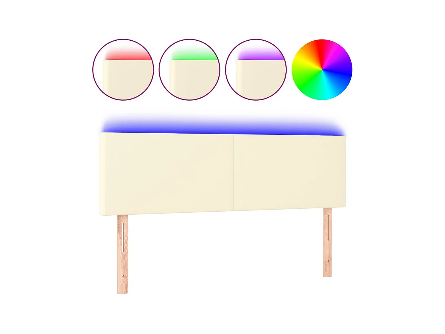Tête de lit à LED Crème 144x5x78/88 cm Similicuir POI61083 BonneVie Meuble