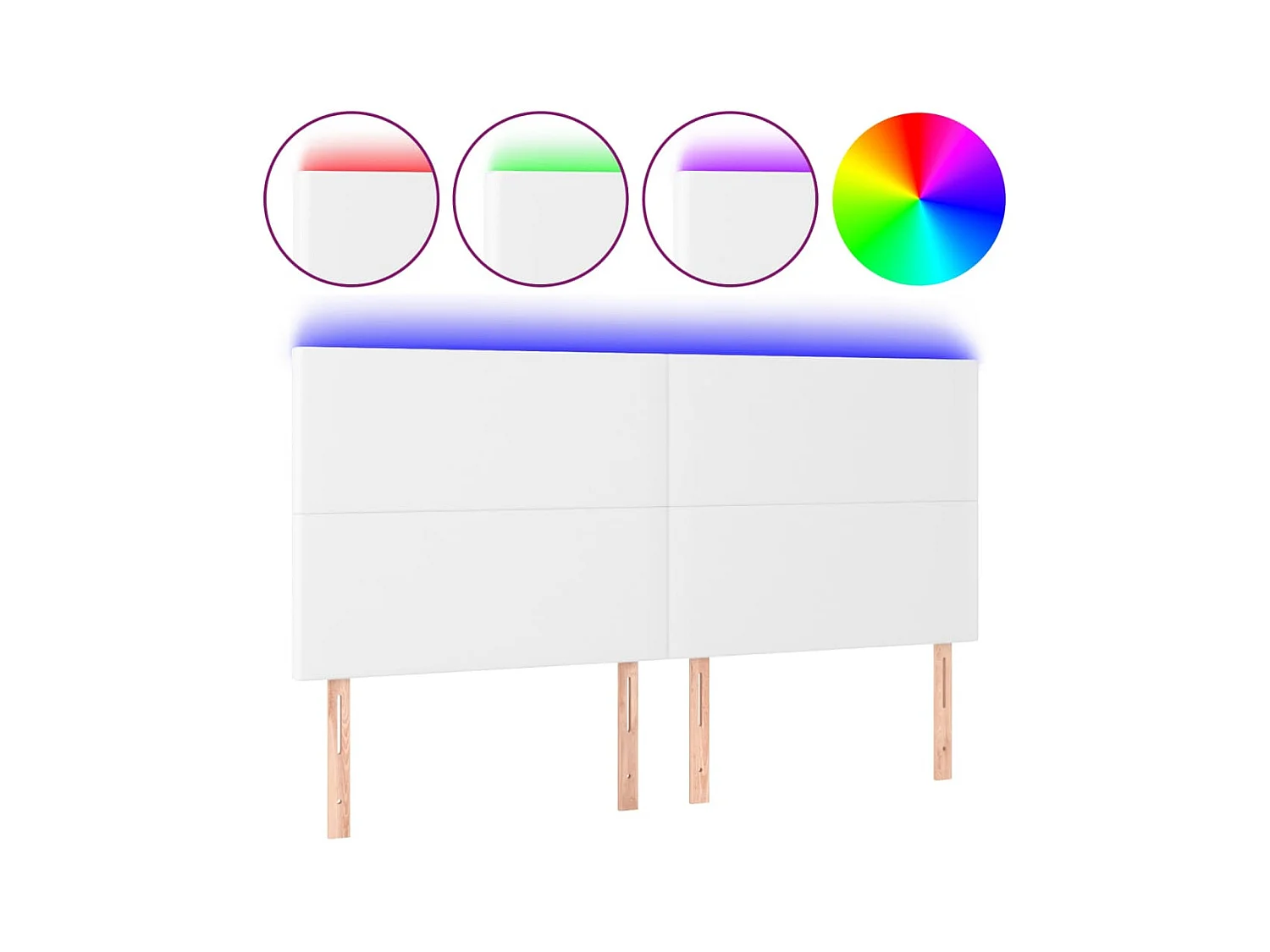 Tête de lit à LED Blanc 200x5x118/128 cm Similicuir POI97034 BonneVie Meuble