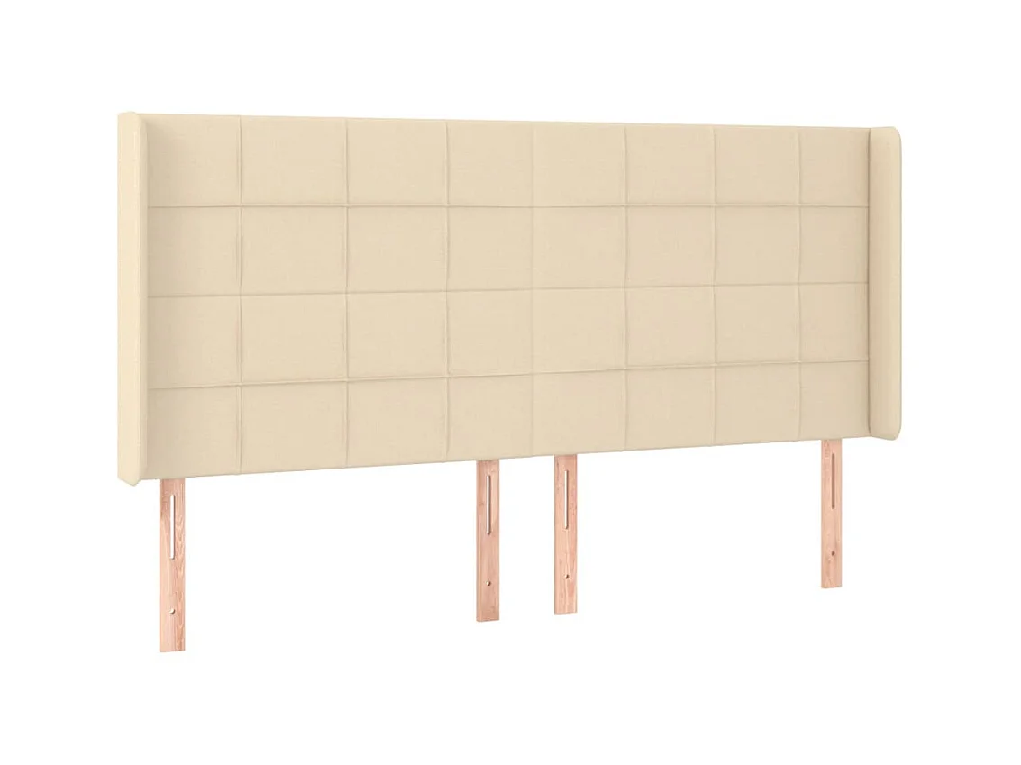 Testiera | Testata del letto ad Orecchio Crema 203x23x118/128 cm in Tessuto