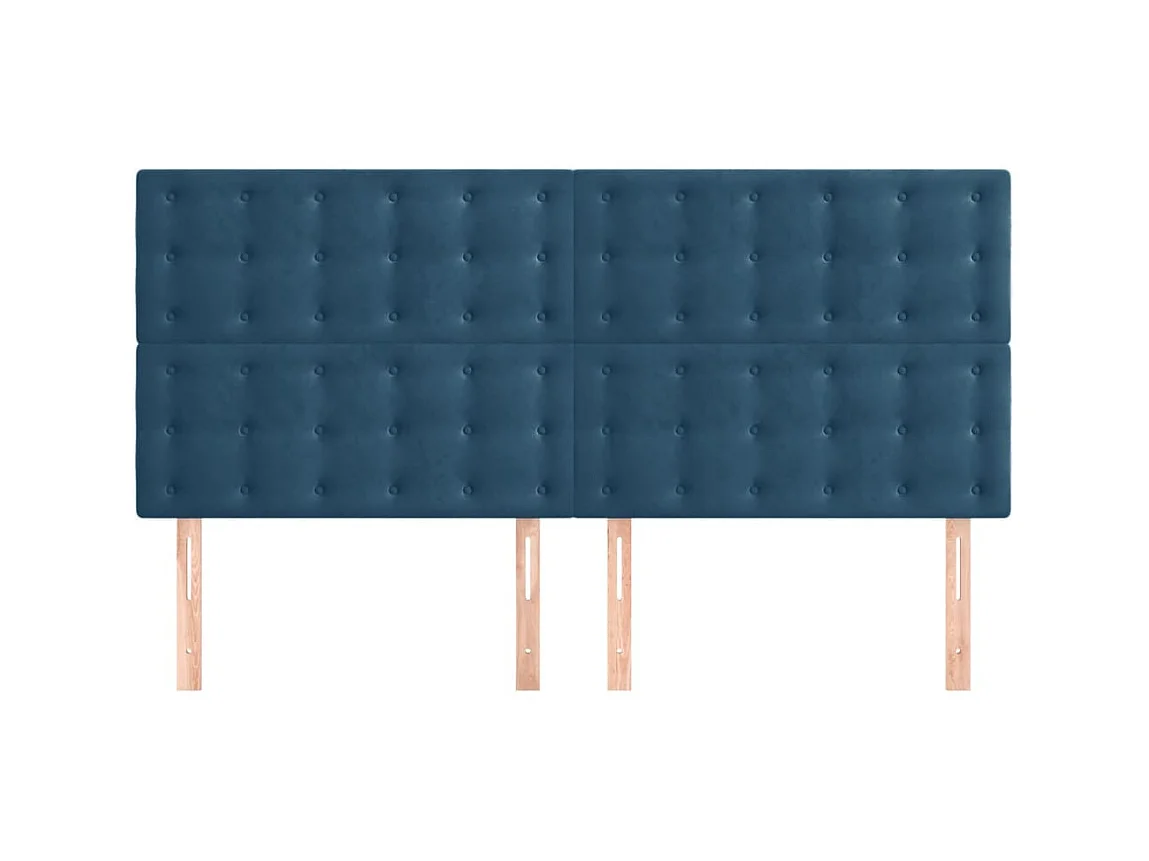 Cabeceros 4 unidades de terciopelo azul oscuro 80x5x78/88 cm ES95311