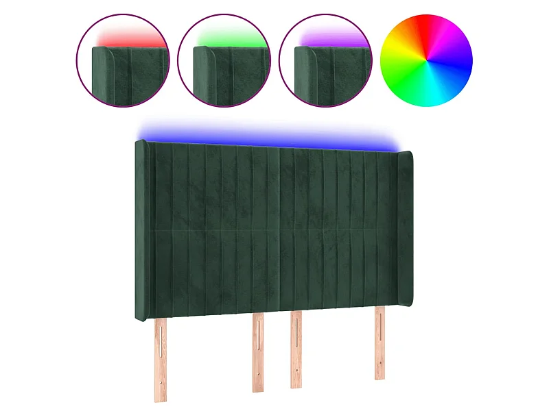 LED Kopfteil,Bettkopfteil Dunkelgrün 147x16x118/128 cm Samt -gkd54766